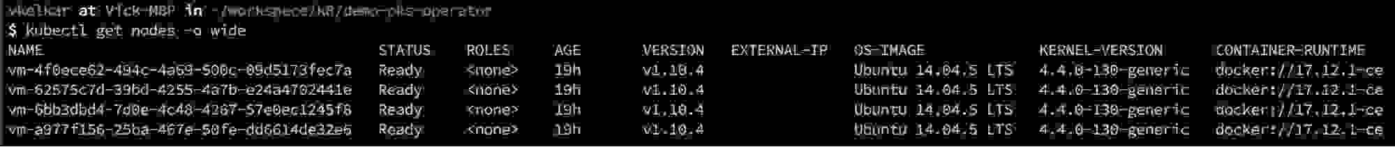 Four-node PKS cluster