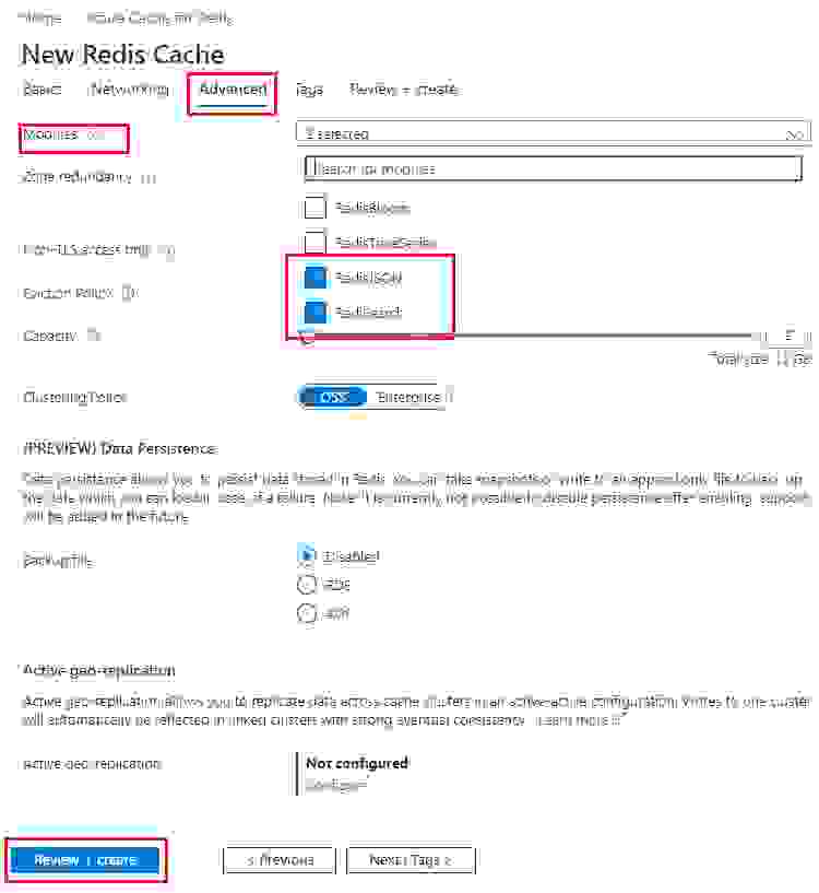screen capture of creating a doc database with redisjson and redisearch