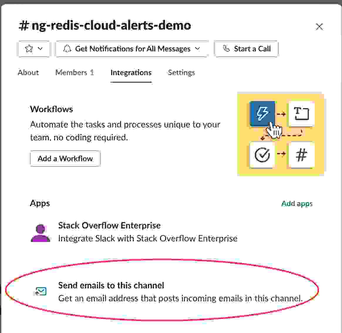 send emails to this channel image